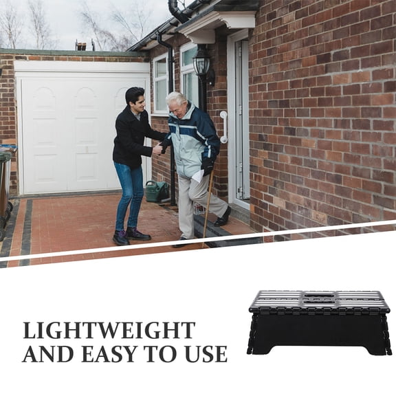 COMPUKAS Foldable Step Stool for Bedside Black PP Supportive 1Pcs