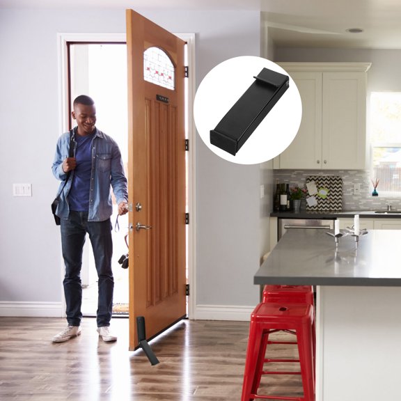 COMPUKAS Folding Door Stopper Stainless Steel Black 1Set For Outdoor Use