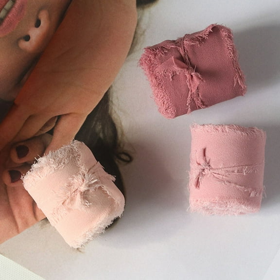 COMPUKAS Frayed Edge Chiffon Ribbon Flower Bar Supplies Pink Shades For Holiday Crafts And Weddings