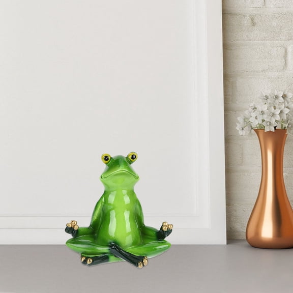 COMPUKAS Funny Frog Yoga Figurine Resin Animal Statue for Home Decor Green Desktop Ornament 3 5 Inches