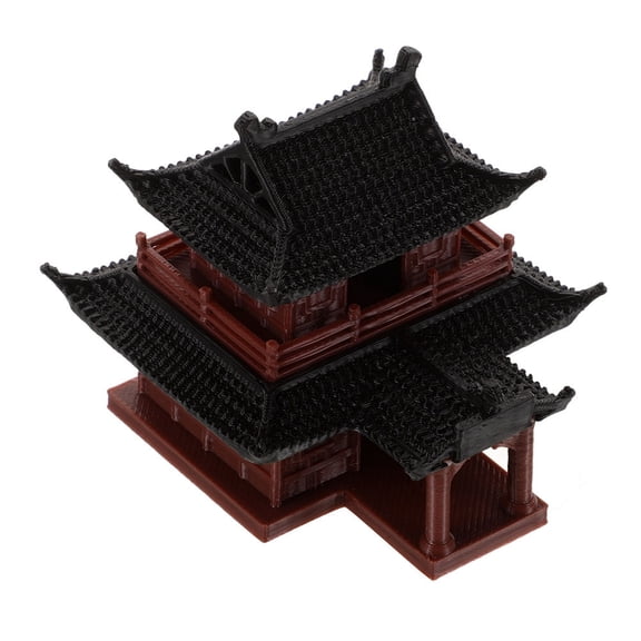 COMPUKAS Brown Plastic Garden Bonsai Pavilion Ornament Model for Dollhouse and Tabletop Decoration, 1 Set