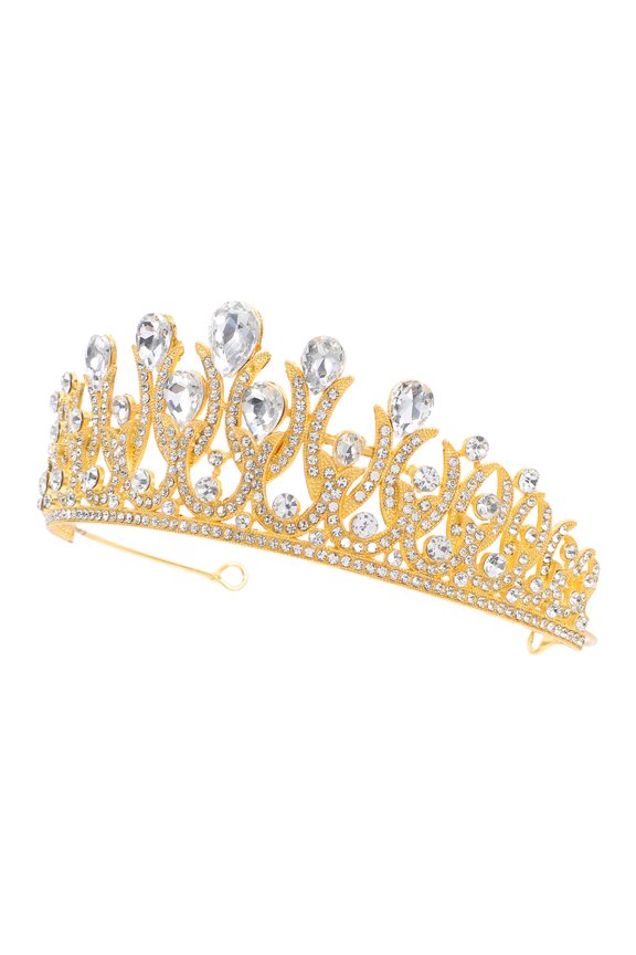 Golden Rhinestone Wedding Crown Headband for Bride Elegant Vintage Hair Decoration