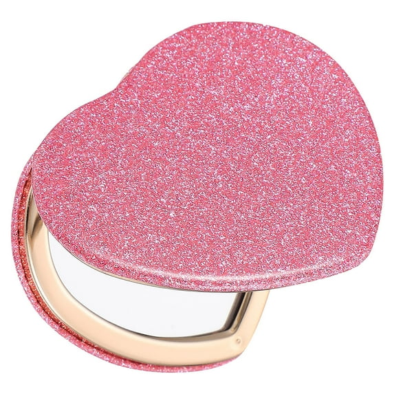 COMPUKAS Heart Compact Mirror Pink Foldable Regular Reflection Girls Daily Use 1Pack