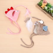 COMPUKAS Indoor Cat Teaser Sticks with Head Wearing Design for Fun 2Pcs
