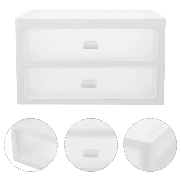 COMPUKAS Desktop Storage Box White Plastic Multi Layer Organizer 1Pack