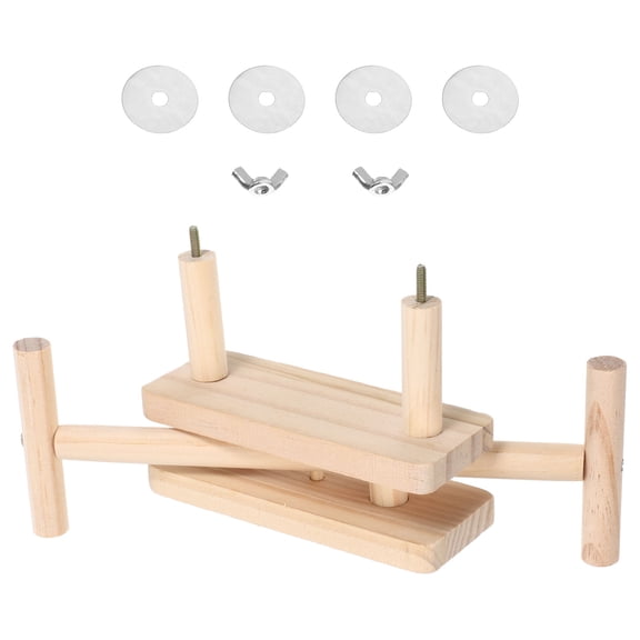 COMPUKAS Wooden Parrot Perch, Khaki, Playful Rocking, Claw Scratching, Comfortable