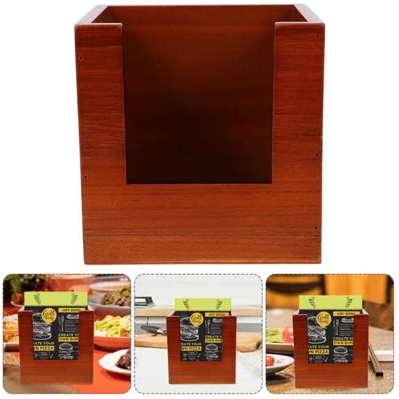 COMPUKAS Kitchen Organiser Storage Brown Wood Recipe Holder For Desk Organization 1Pcs