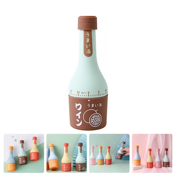 COMPUKAS Kitchen Tool 1Pack Mechanical Countdown Timer Brown Plastic Wine Bottle Design for Time Management