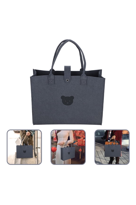 Large Grey Felt Tote Bag with Sturdy Handles, Multipurpose Carry-All Beach Bag for Everyday Use, 1 Piece