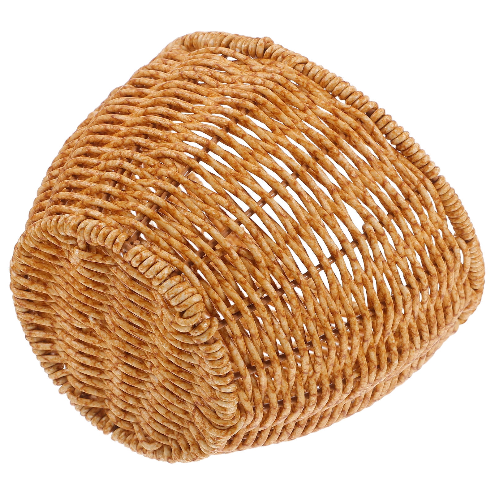 COMPUKAS Light Brown Imitation Rattan Pe Iron Vintage Fruit Tray for ...