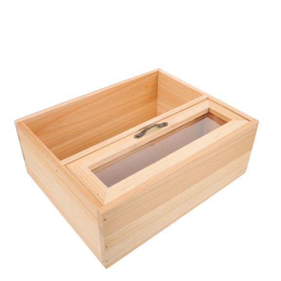 COMPUKAS Light Brown Wood Lid Storage Box for Coffee Table and Desk with Retro Style