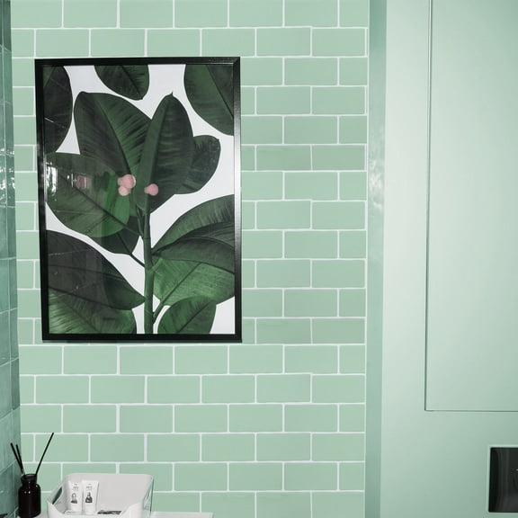 COMPUKAS Light Green 3D Peel & Stick Bathroom Backsplash Tiles, Self-Adhesive PET Decorative Wallpaper, Easy to Install 11.99x11.99in