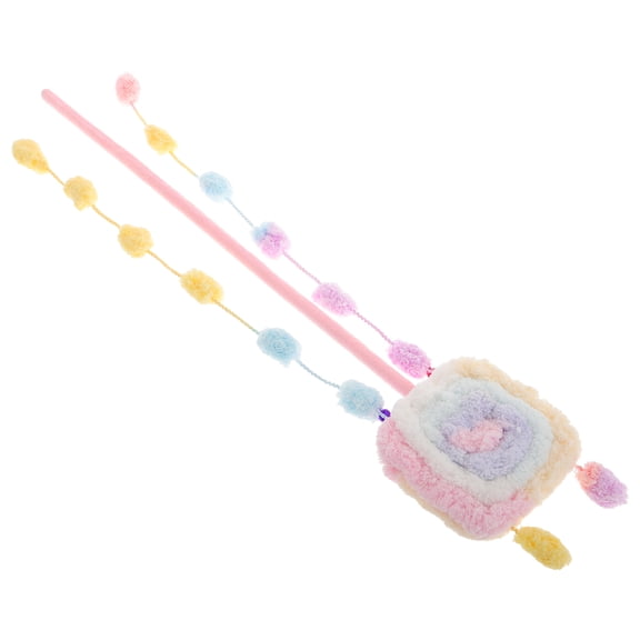 COMPUKAS Macaron Color Plush Cat Teaser Wand for Indoor Cats Lightweight Fun Bite