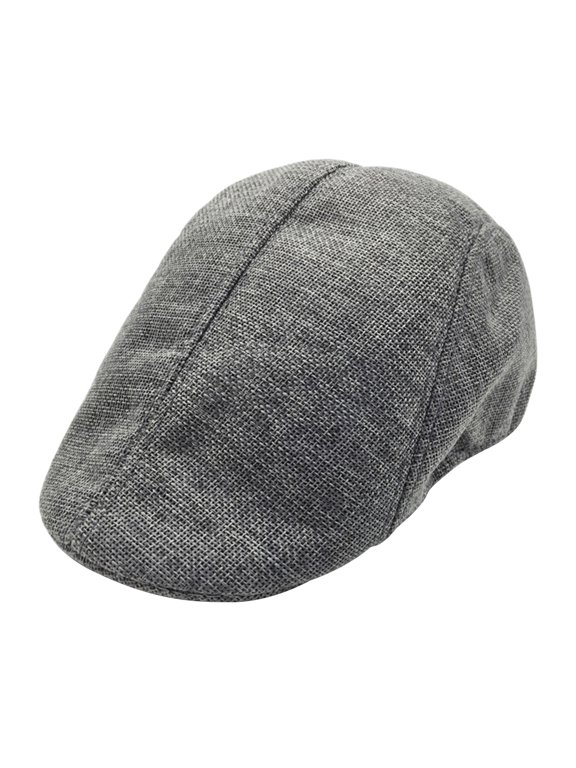 Mens Womens Grey Flax Beret Hat Stylish British Peak for All Weather