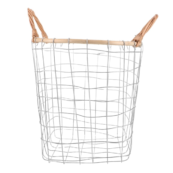 COMPUKAS Metal Laundry Basket Round Wire Mesh for Home Storage with Modern Black Design