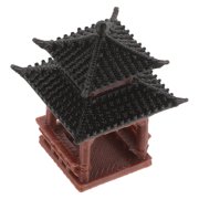 COMPUKAS Mini Pavilion Tower Statue, Resin Aquarium Decor Fish Ornament for Zen Garden Terrarium Landscape Accessories