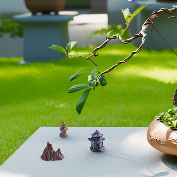 COMPUKAS Mini Zen Garden Bridge Figurines, 12 Resin Decorative Pieces for Terrariums