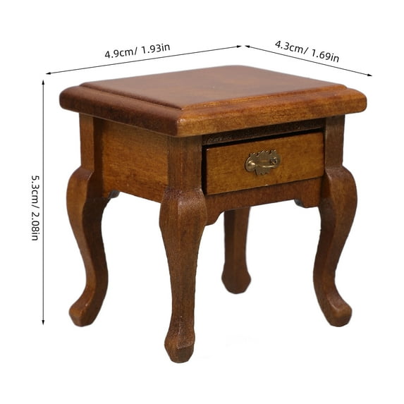 COMPUKAS Mini Wooden Bedside Table in Light Brown, 1 Set Dollhouse Furniture for Living Room and Bedroom Decor