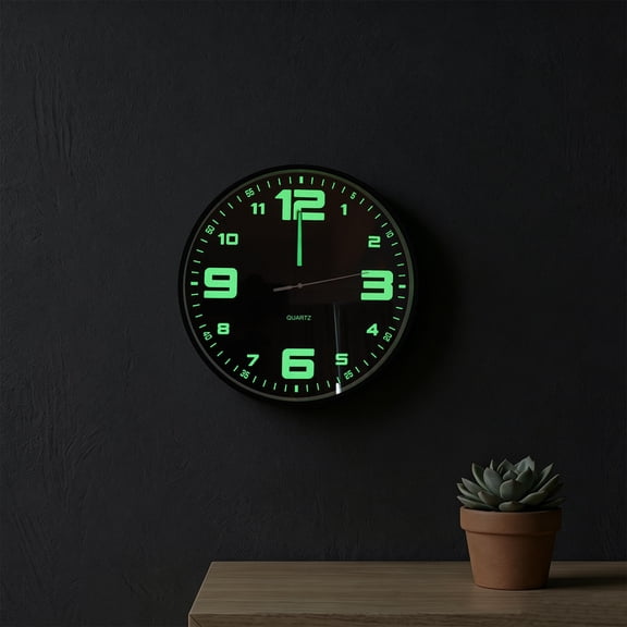 COMPUKAS Modern Luminous Wall Clock Multi Color Glow Silent Quartz Battery Operated for Home