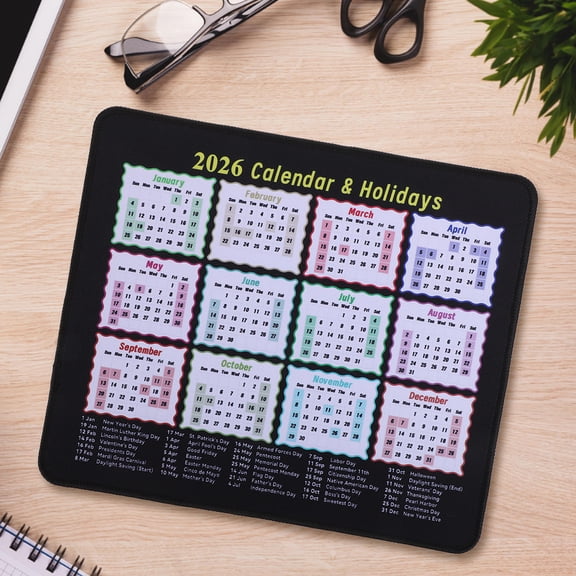 COMPUKAS Multi Color Calendar Desk Mat with Holiday Dates and Stable Non Slip Bottom