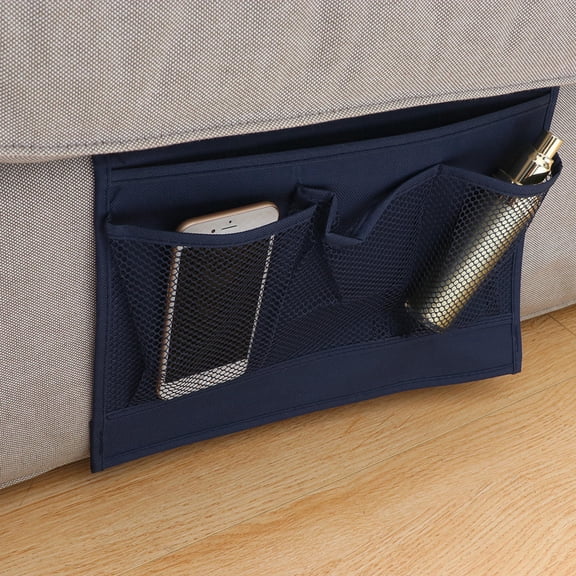 COMPUKAS Navy Hanging Storage Pouch Bedside Organizer for Phone Charger Book Storage