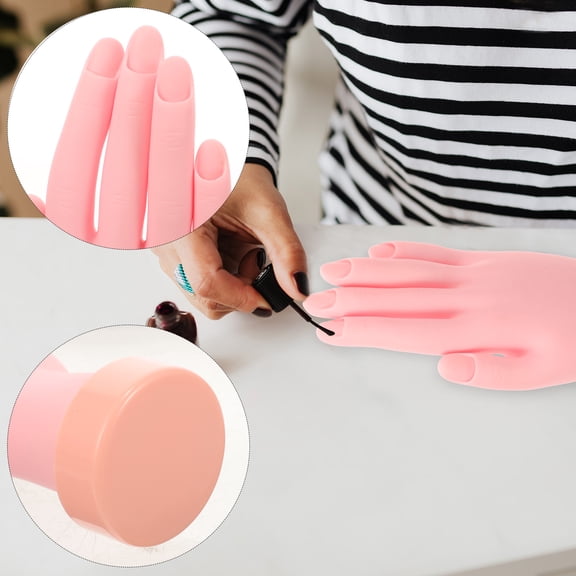 COMPUKAS Flexible Nail Practice Hand, Realistic Bendable Fingers Mannequin Trainer for Acrylic Gel Nail Art