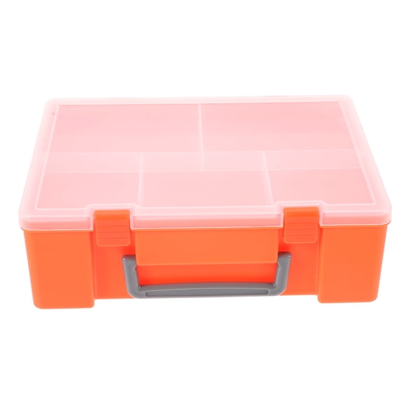 COMPUKAS Orange Plastic Compartment Storage Box with Tray for Electronic Components and Jewelry
