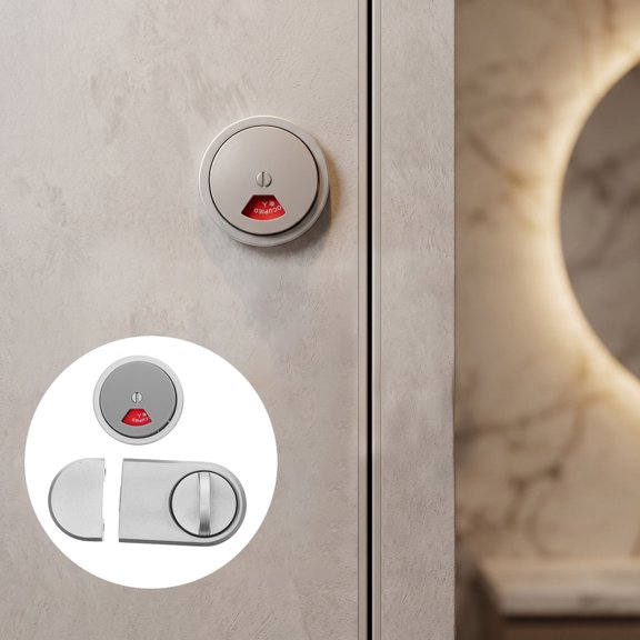 COMPUKAS Plated Silver Bathroom Partition Lock with Mechanical Occupied Vacant Indicator for Restrooms
