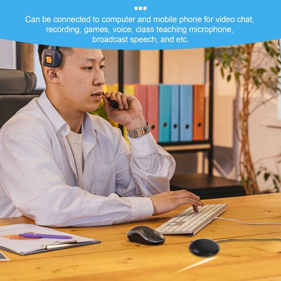 COMPUKAS Portable Black Omnidirectional Microphone Noise Reduction for Conference and Recording