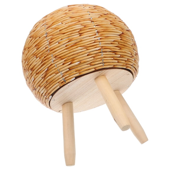 COMPUKAS Rattan Flower Pot Stand Woven Planter Holder Stool With Legs, 6x7 Inch Floral Basket Shelf for Indoor Balcony Display