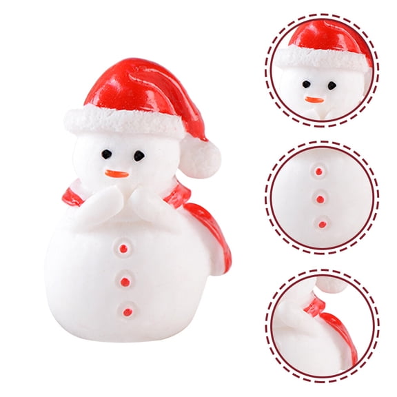 COMPUKAS Red Mini Snowman Figurines Resin Christmas Decorations Holiday Party Tabletop Ornaments for Festive Home Decor