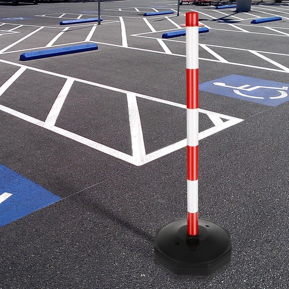COMPUKAS Red and White Traffic Safety Column with Water Fillable Base for Outdoor Road Barrier Use