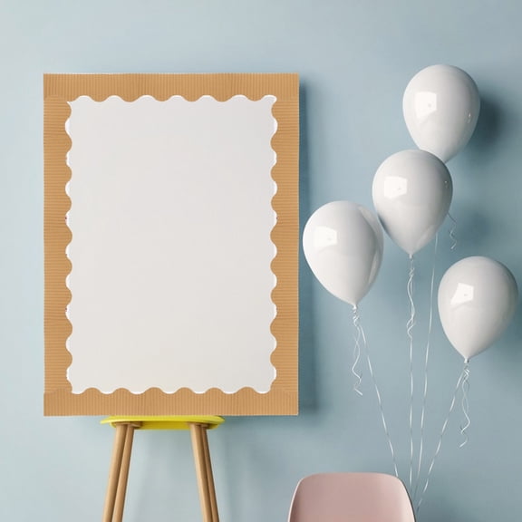 COMPUKAS Removable Scalloped Bulletin Board Border Paper Roll in Light Brown for DIY Projects