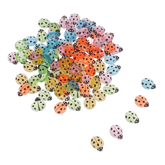 COMPUKAS Resin Microlandscape Decor Small Ladybugs Assorted Color for Outdoor Decoration and Hobbyists 100Pcs