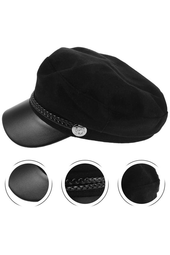 Daily Newsboy Cap Black Wool 1Pcs