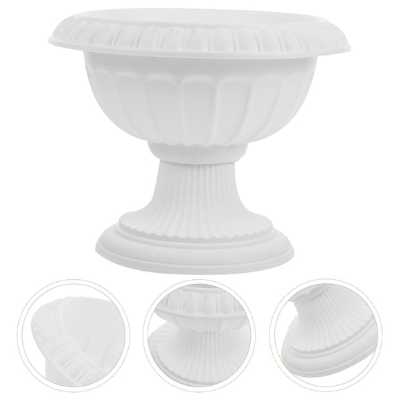 COMPUKAS Retro Wedding Decor White Plastic Roman Column Flowerpot for Home 1Set 11.8x7.9x6.7in