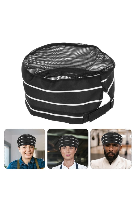 Adjustable Black Chef Hat with Breathable Fabric, Reusable Kitchen Cap for Cooking, Culinary Staff and Food Service