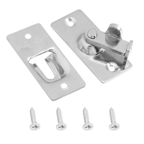 COMPUKAS Right Angle Door Lock 90 Degree Stainless Steel Bolt Lock for Door Use Silver 2 .5inx1.18inx0.59in
