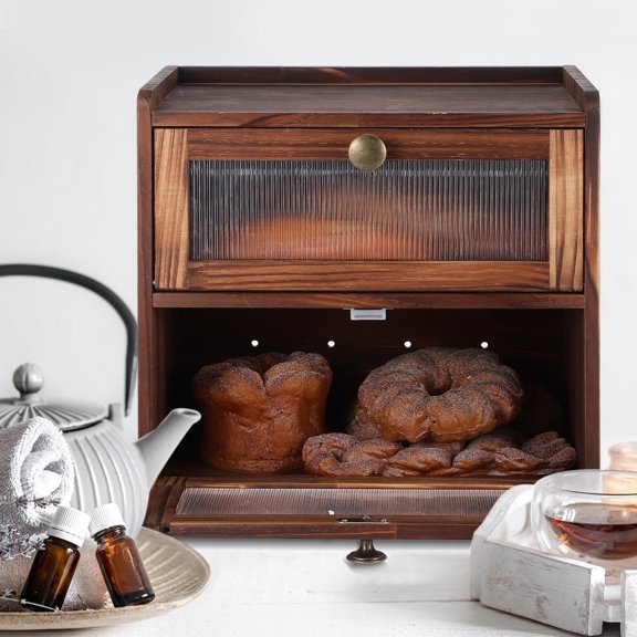 COMPUKAS Rustic Bread Box As Kitchen Decor And Accessories For Home Use 1 Set