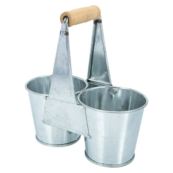 COMPUKAS Rustic Metal Pots Plants Wrought Iron Flower Pot Silver 1Set
