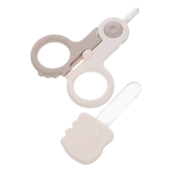 COMPUKAS Safe Baby Nail Scissors with Ergonomic Grip for Newborns and Toddlers Beige ABS Stainless Steel TPE Glass 1 Set