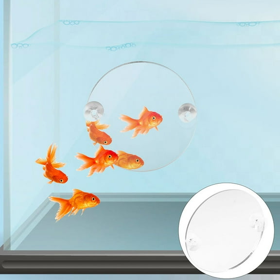 COMPUKAS Silver Acrylic Betta Mirror for Fish Tank Training Decorative Suction Cup Toy 5.5x4.3 Inches