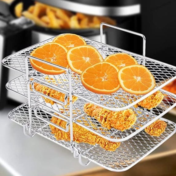 COMPUKAS Reusable Vertical Stainless Steel Air Fryer Stackable Racks ...