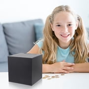 COMPUKAS Black Stainless Steel Money Saving Box for Adults, Compact Bank for Home Office Desk