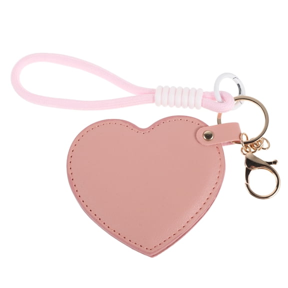 COMPUKAS Small Pink Travel Mirror with Heart Shape and Crystal Clear Reflective Surface