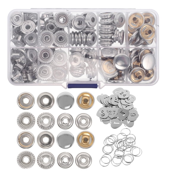 COMPUKAS Multi Color Metal Snap Fasteners Set for Purse Making and Crafts