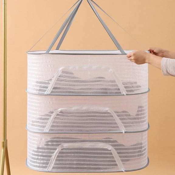 COMPUKAS Socks Drying Hanger 1Pack Cage Style Multi Layer Foldable Polyester Steel Wire for Clothes