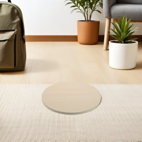 COMPUKAS Solid Thick Wood Round Table Top Beige Coffee Table Replacement for Kitchen Or Hotel