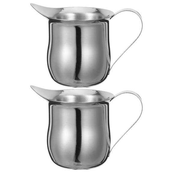 COMPUKAS 2-Pack Stainless Steel Espresso Steaming Pitchers, Frothing Cups for Latte Art, Set