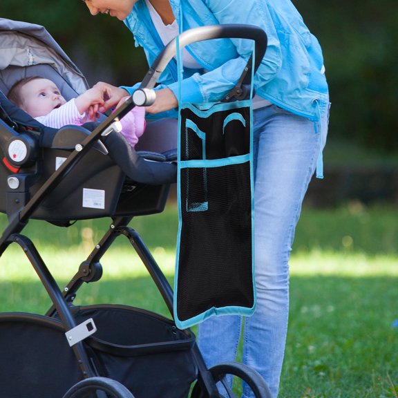 COMPUKAS Stroller Caddy Organizer Nylon Sky Blue Lightweight for Daily Use 1Set